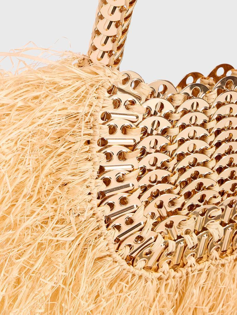 Iconic 1969 moon bag with natural raphia fringes Product Image