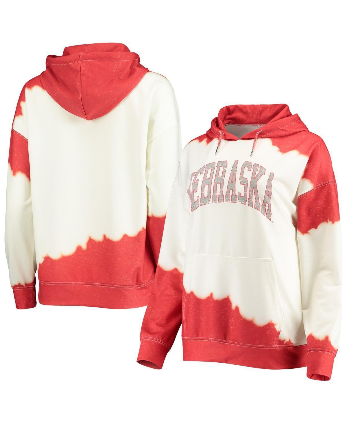 Women's Gameday Couture White/Scarlet Nebraska Huskers For the Fun Double Dip-Dyed Pullover Hoodie, Size: Small Product Image