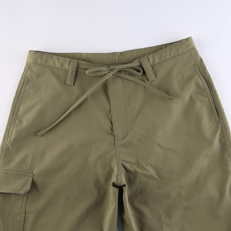 Low Rise Plain Flared Cargo Pants Product Image