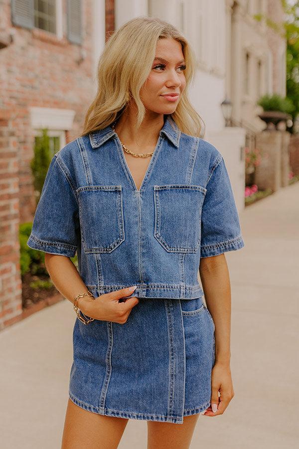Downtown Chic Denim Top Product Image