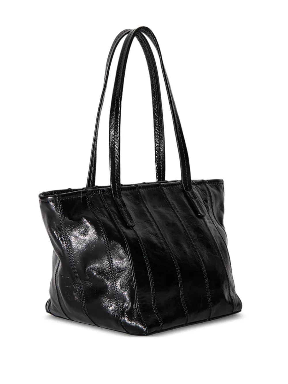 BY FAR Patchwork Creased Leather Shoulder Bag In Schwarz Product Image
