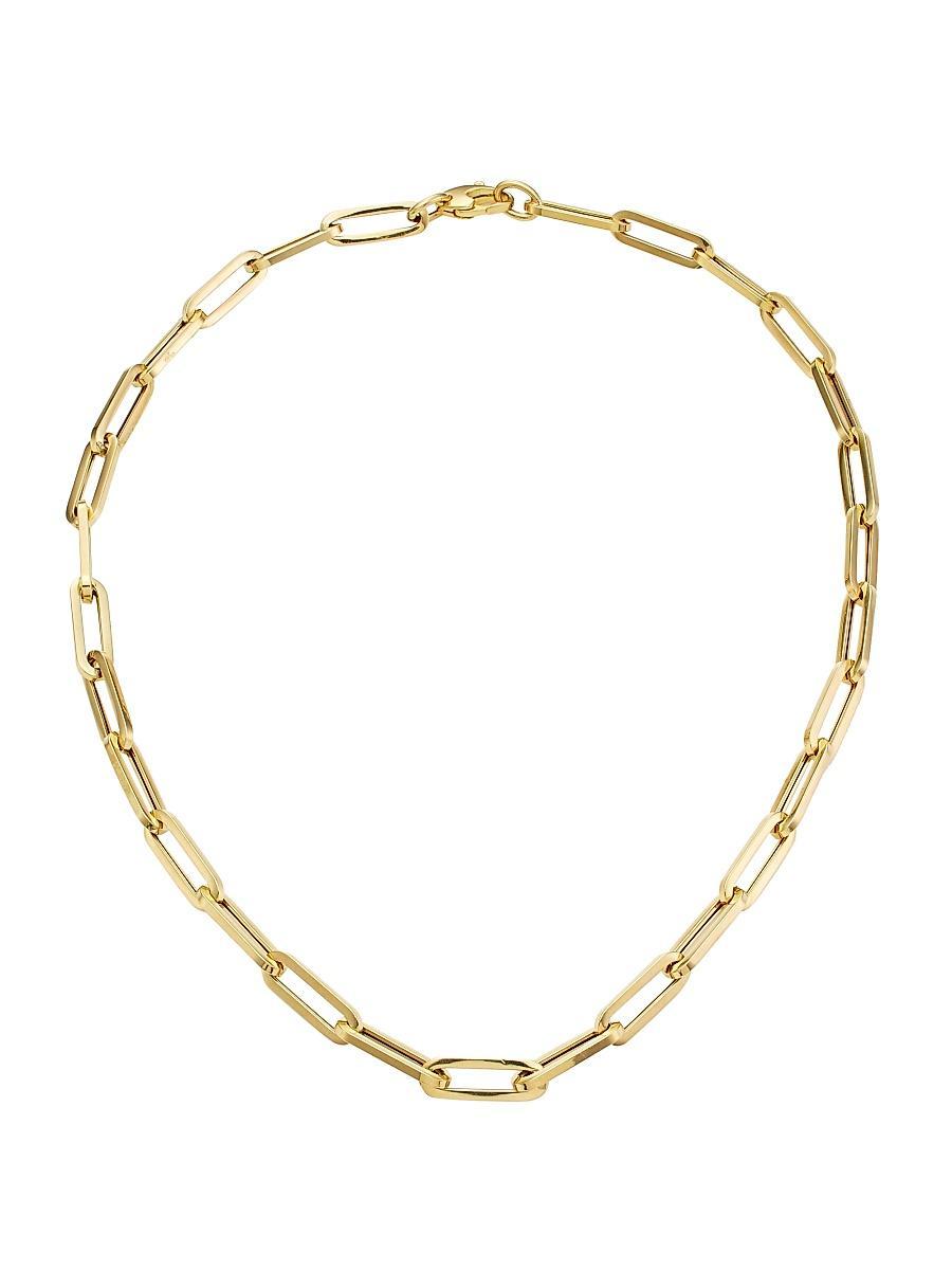 Womens 14K Gold Paper Clip Chain Necklace Product Image
