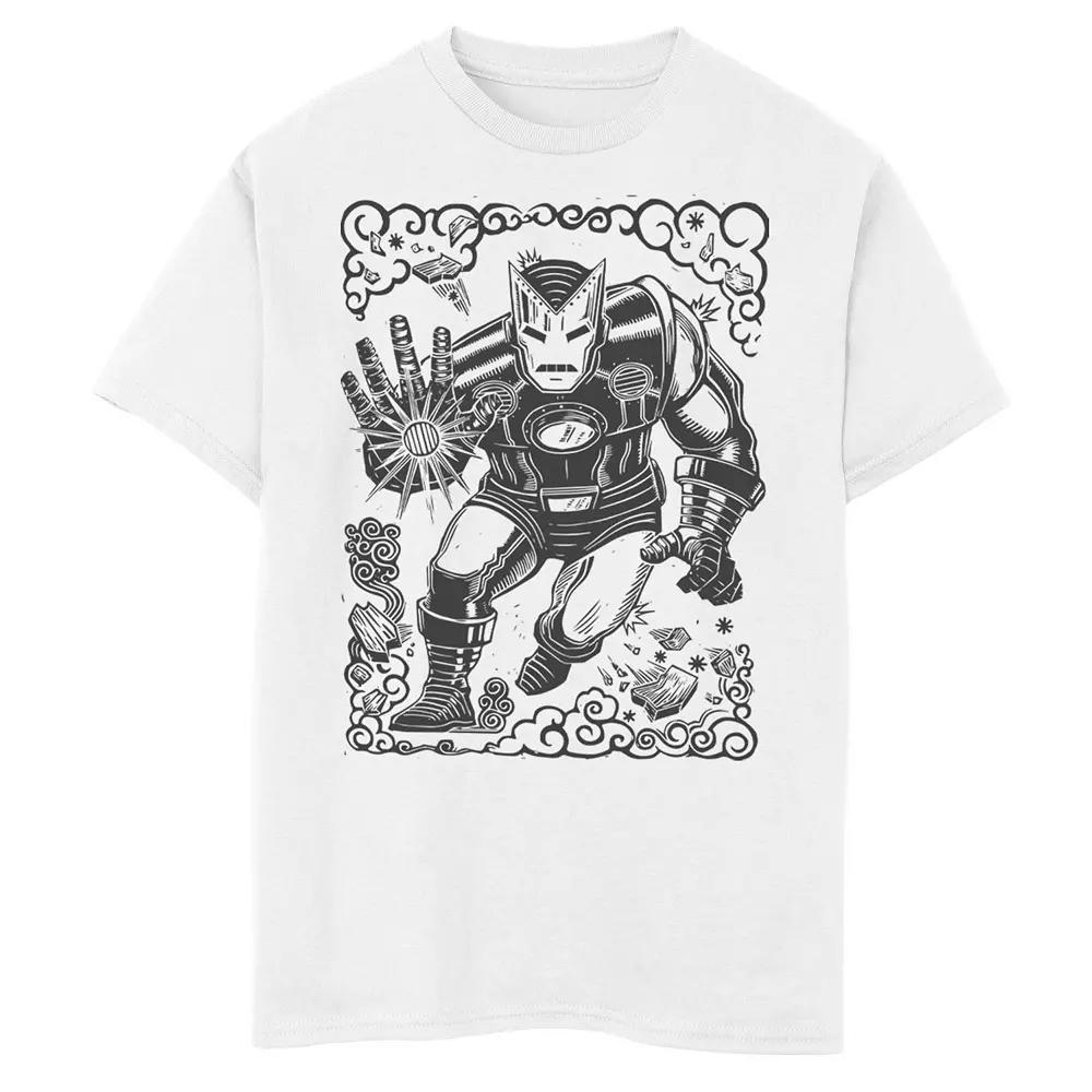 Boys 8-20 Marvel Iron Man Woodcut Portrait Graphic Tee, Boy's, Size: Medium, White Product Image