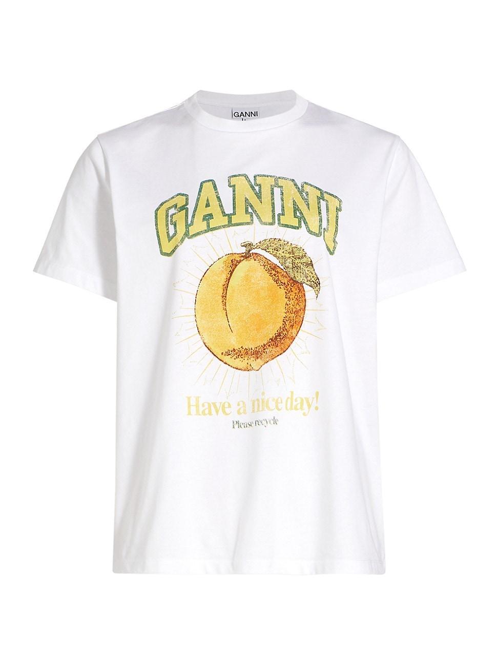 GANNI Basic Jersey Peach Relaxed Tee Bright White M Product Image
