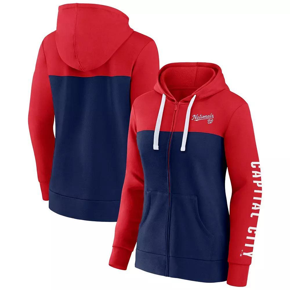 Women's Fanatics Branded Red/Navy Washington Nationals Take The Field Colorblocked Hoodie Full-Zip Jacket, Size: Large Product Image