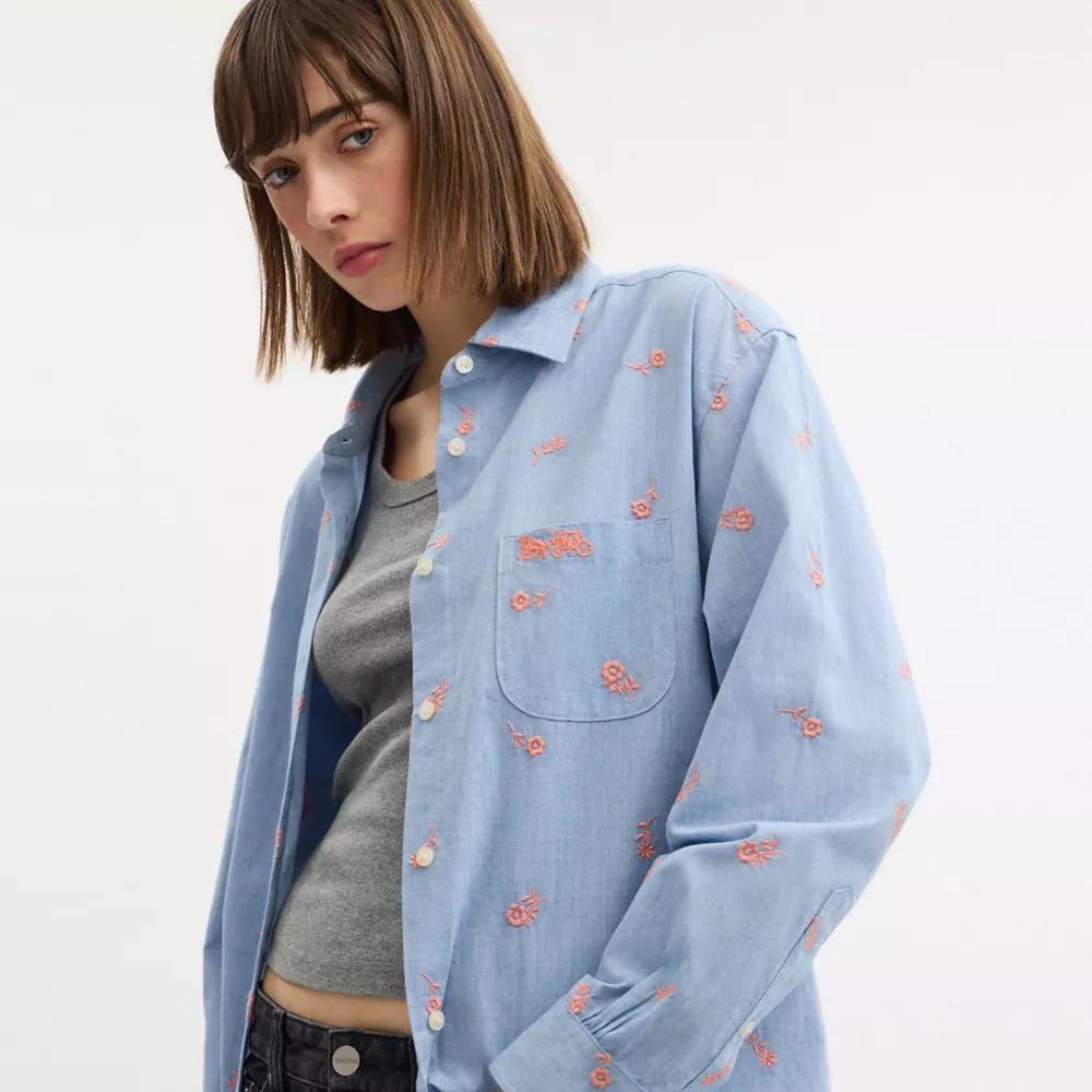 Floral Embroidery Shirt Product Image