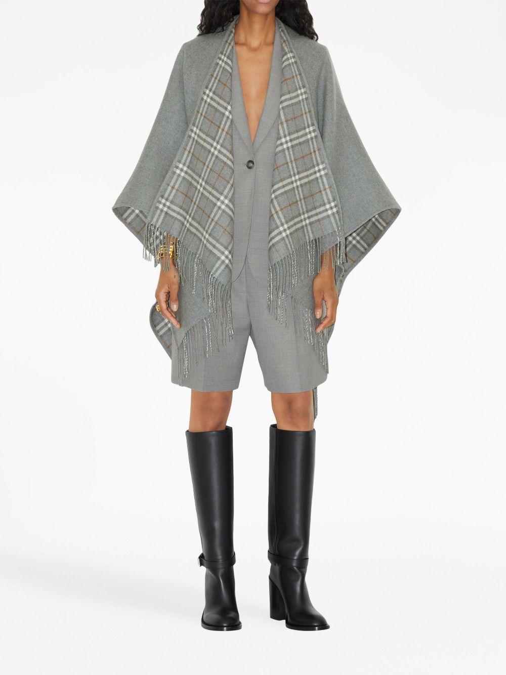 check-print reversible wool cape Product Image
