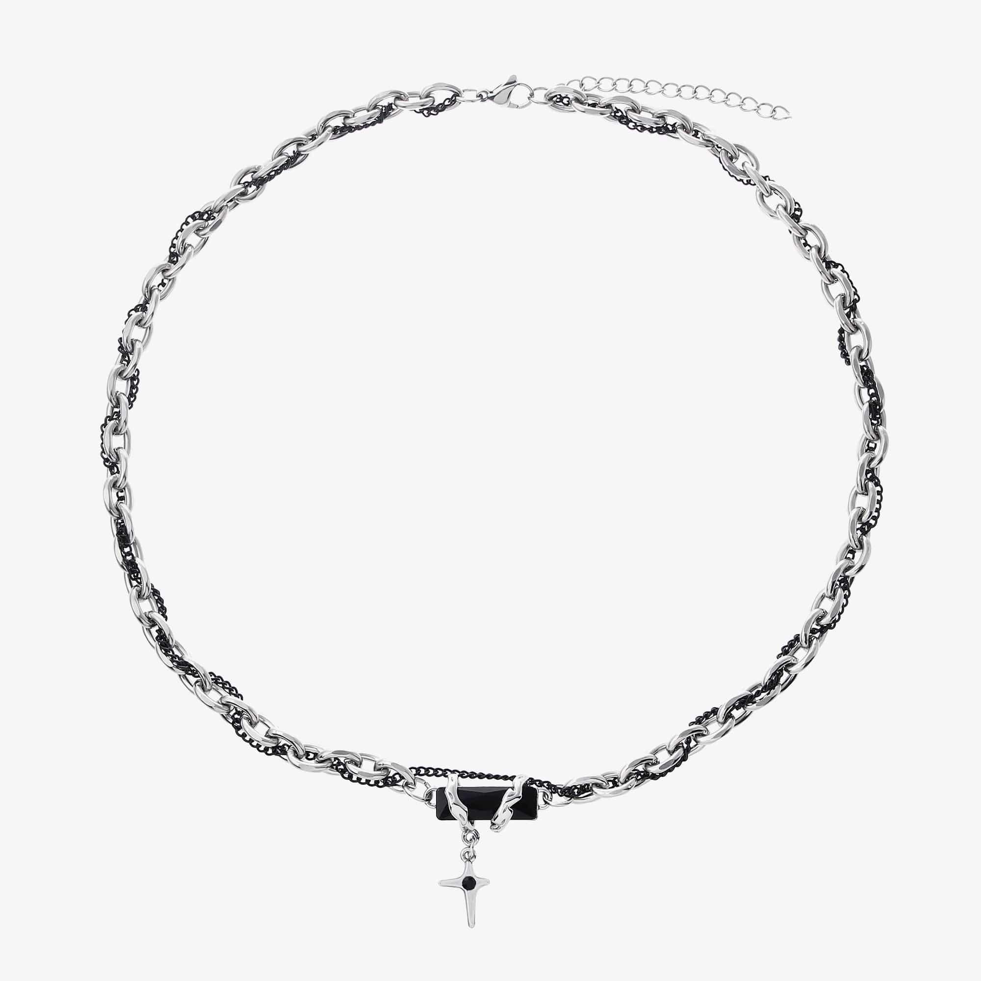 STAR PENDANT BLACK GEM MULTI-CHAIN NECKLACE Product Image