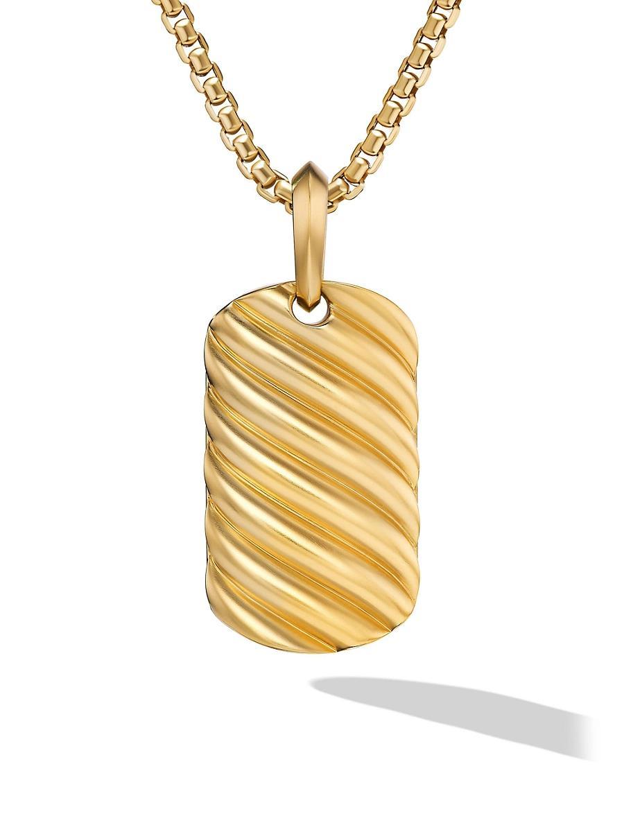 David Yurman Mens 18K Yellow Gold Sculptured Cable Dog Tag Pendant Product Image