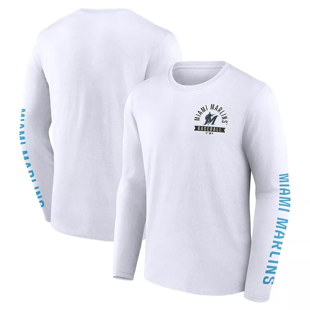 Men's Fanatics  White Miami Marlins Press Box Long Sleeve T-Shirt, Size: XL Product Image