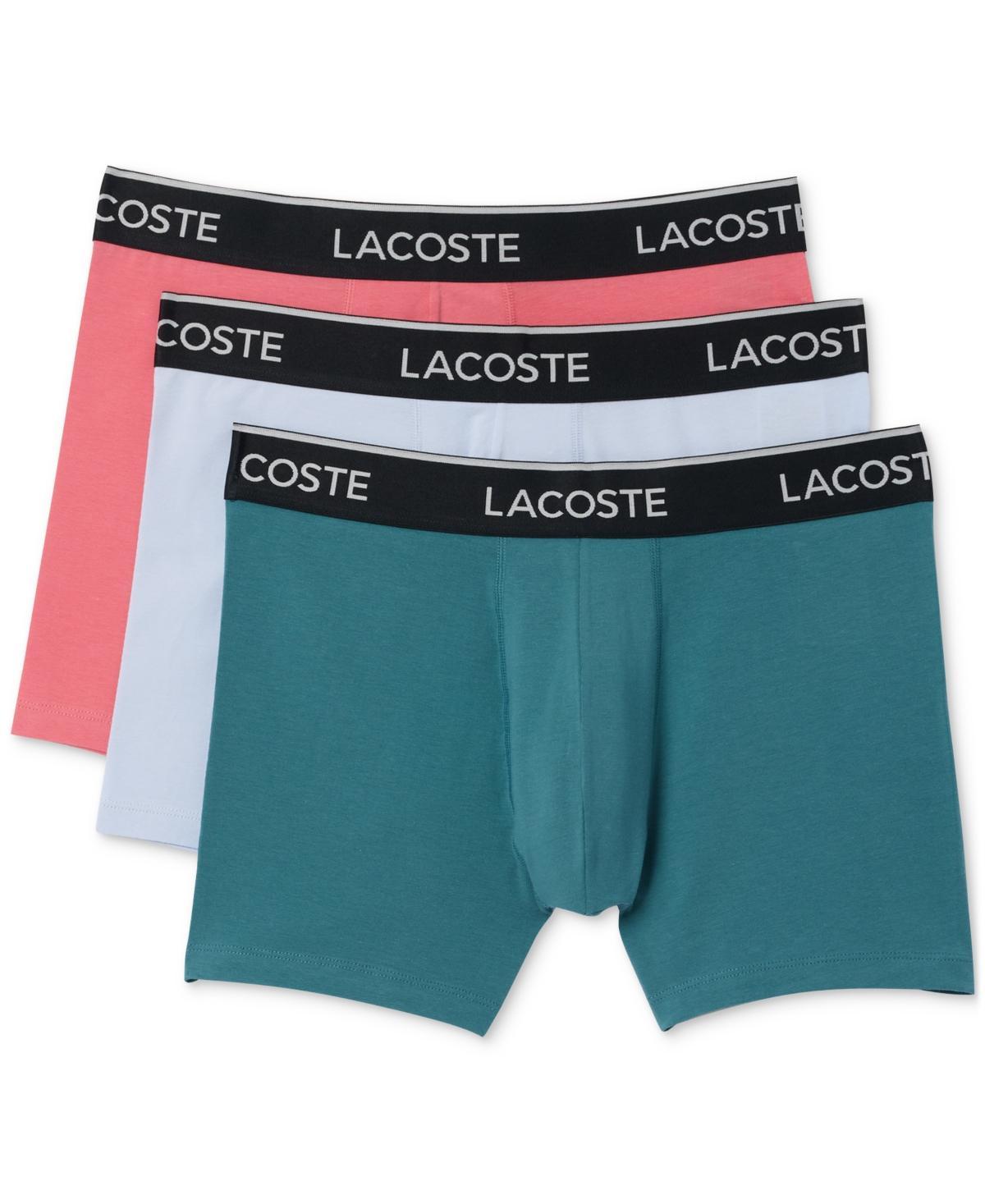 Lacoste Cotton Stretch Logo Waistband Long Boxer Briefs, Pack of 3 Product Image