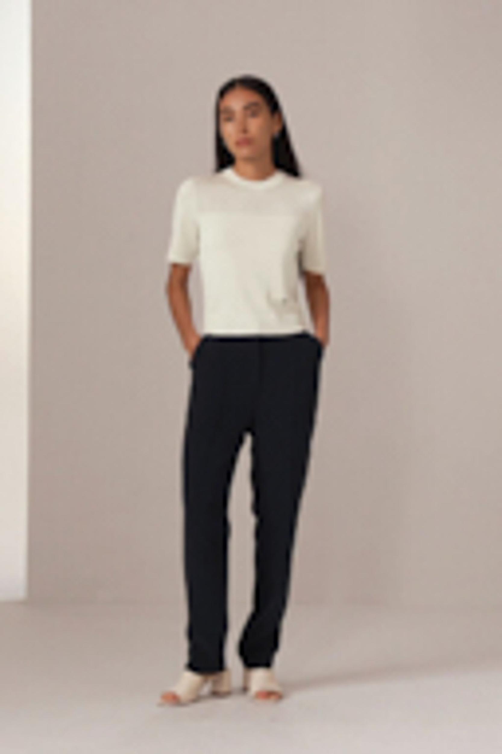 Sophisticated Dual-Knit Silk T-Shirt Product Image
