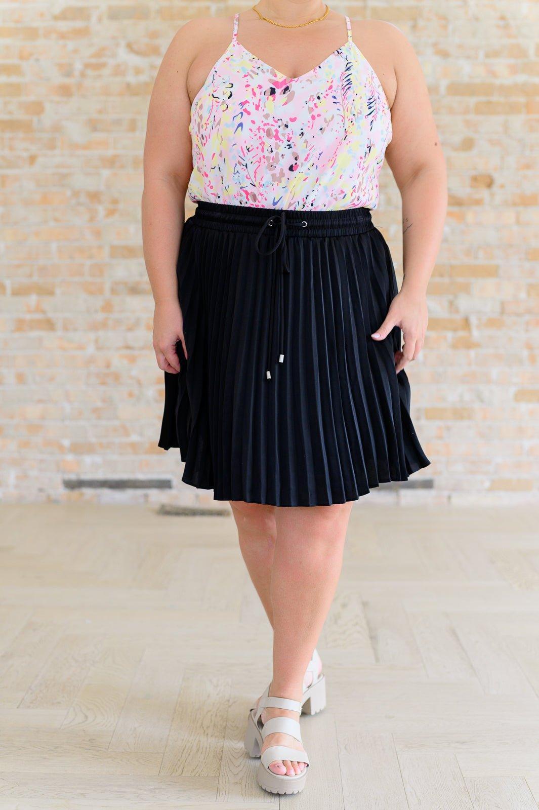Just a Flirt Pleated Skirt in Black Product Image