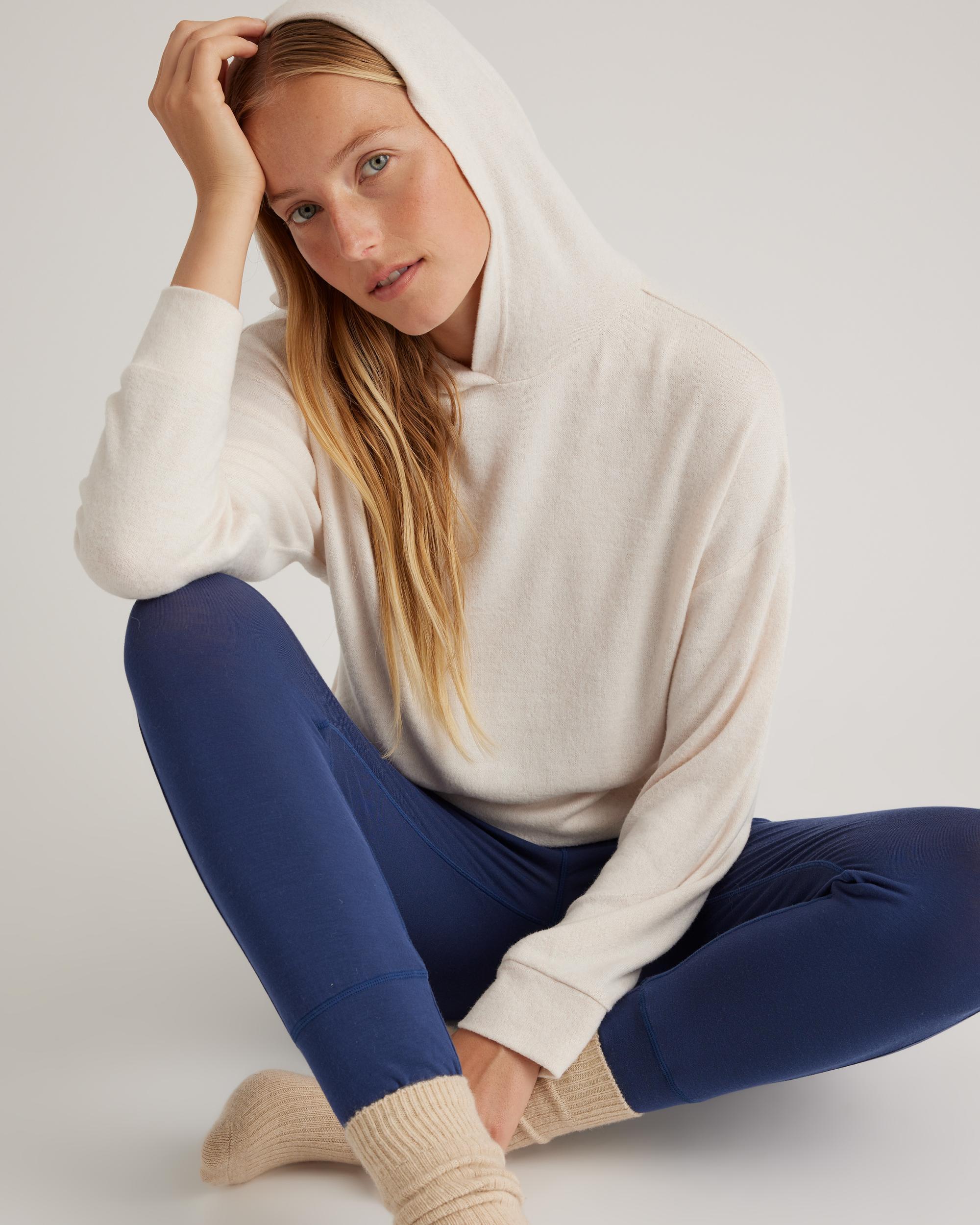 Quince | Women's Brushed Lounge Cropped Pullover Hoodie Size XL, Rayon Product Image