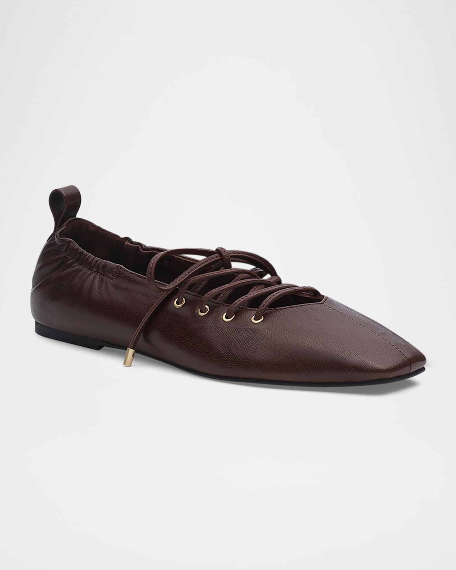 Sophia Lace-Up Leather Ballerina Flats Product Image