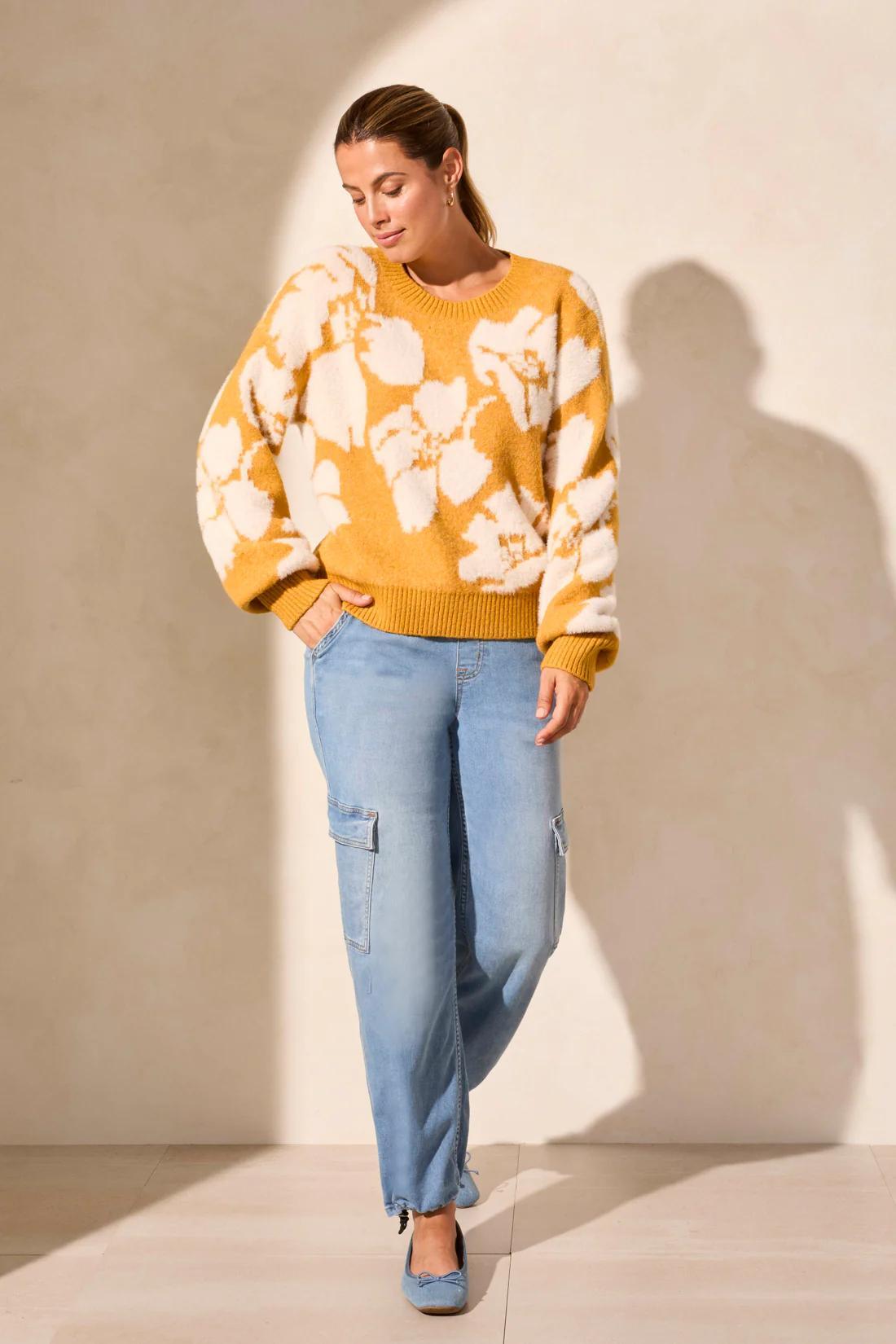 EYELASH YARN CREW NECK SWEATER Product Image