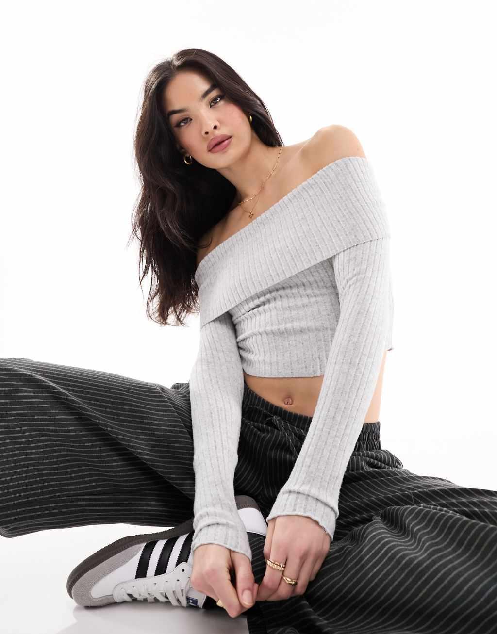 Bershka folded off the shoulder top Product Image