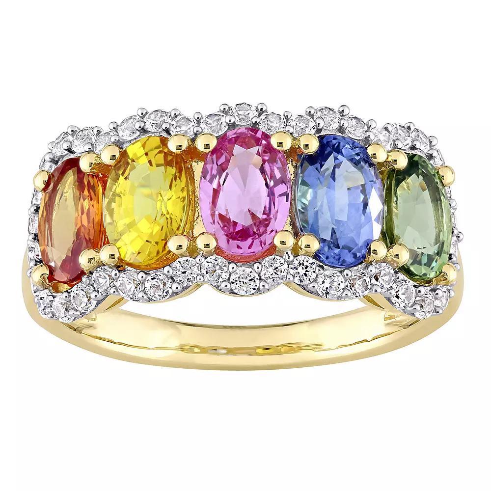 Stella Grace 14k Gold Multi-Color Sapphire 5-Stone Ring, Women's, Size: 5.50 Product Image