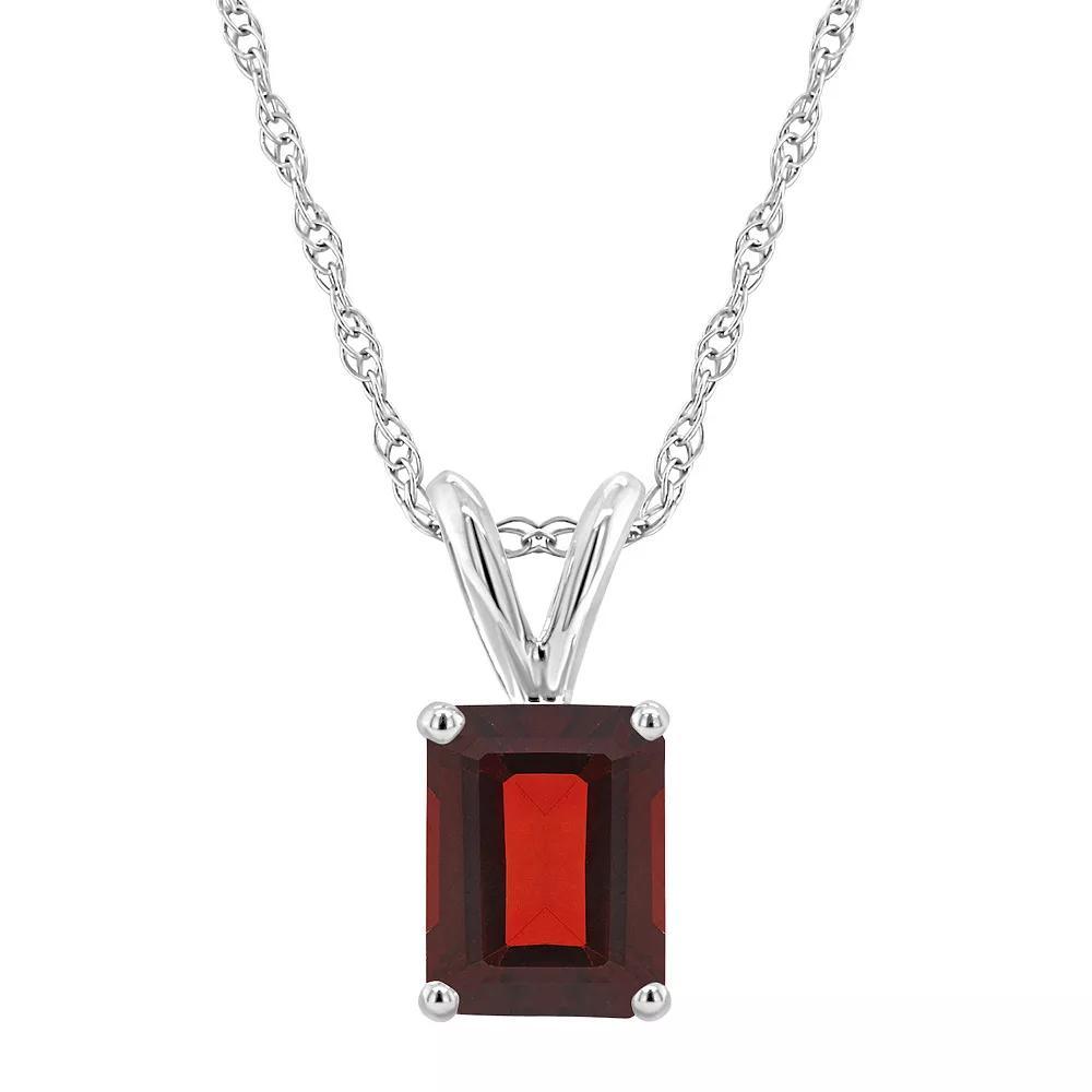 Celebration Gems 14k Gold Emerald Cut Garnet Pendant Necklace, Women's, Size: 18", 14k Whgold Product Image