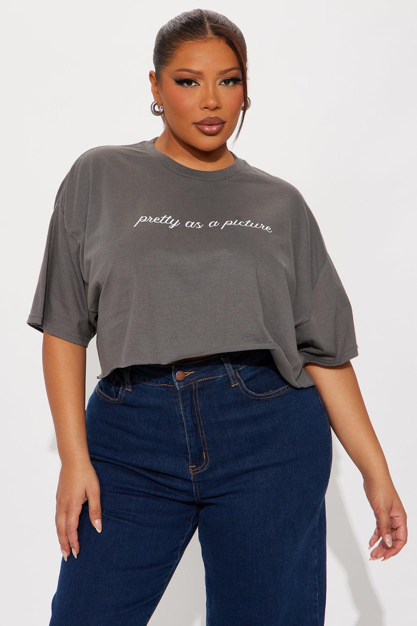 Pretty As A Picture Cropped Tee - Charcoal Product Image