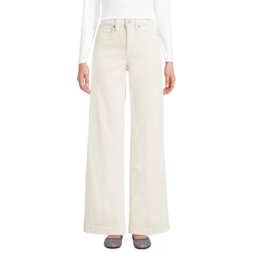 Women's Lands' End High Rise Wide Leg Corduroy Pants, Size: 8, Rich Brown Product Image