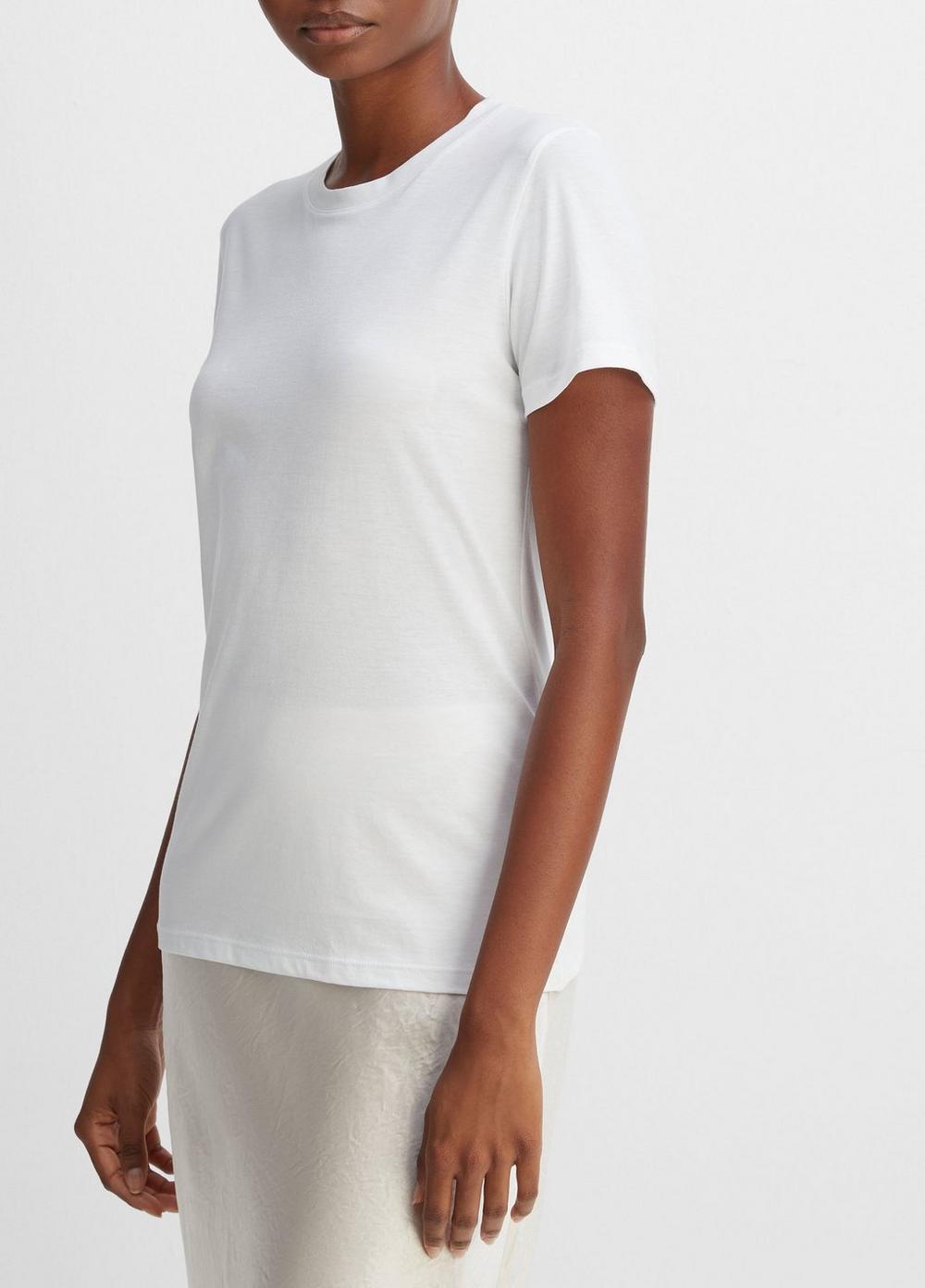 Womens Essential Pima Cotton Crew Neck T-Shirt, Optic White, Size XL Vince Product Image