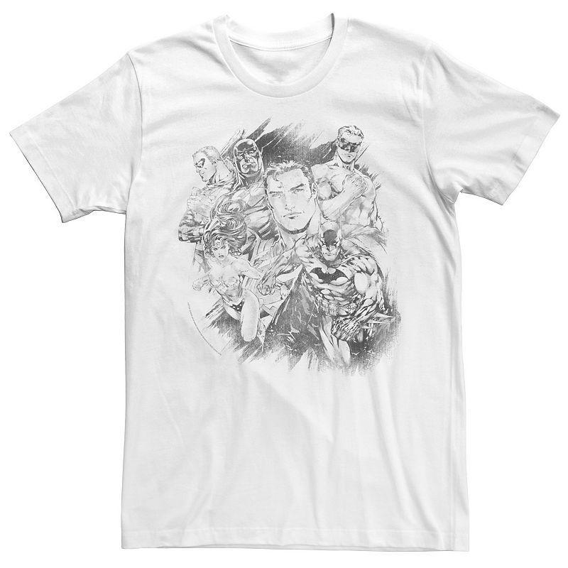 Men's Justice League Hero Pencil Sketch Tee, Size: Large, White Product Image