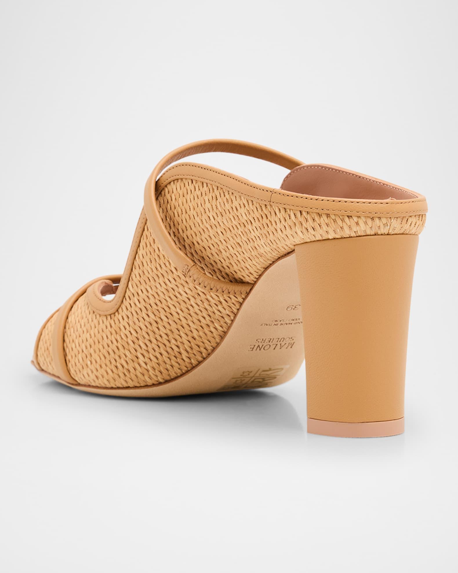 Norah Embroidered Raffia Two-Band Slide Sandals Product Image