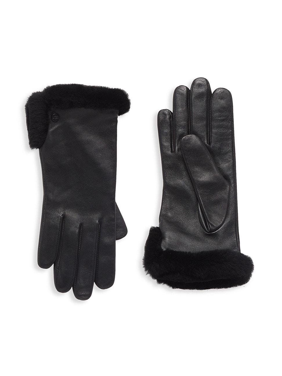 Leather & Shearling Vent Gloves Product Image