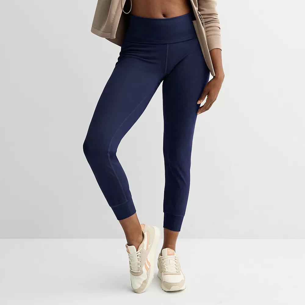 Women's Tek Gear® Essential Soft Fold Over Jogger Pants, Size: Medium, Blue Romance Product Image