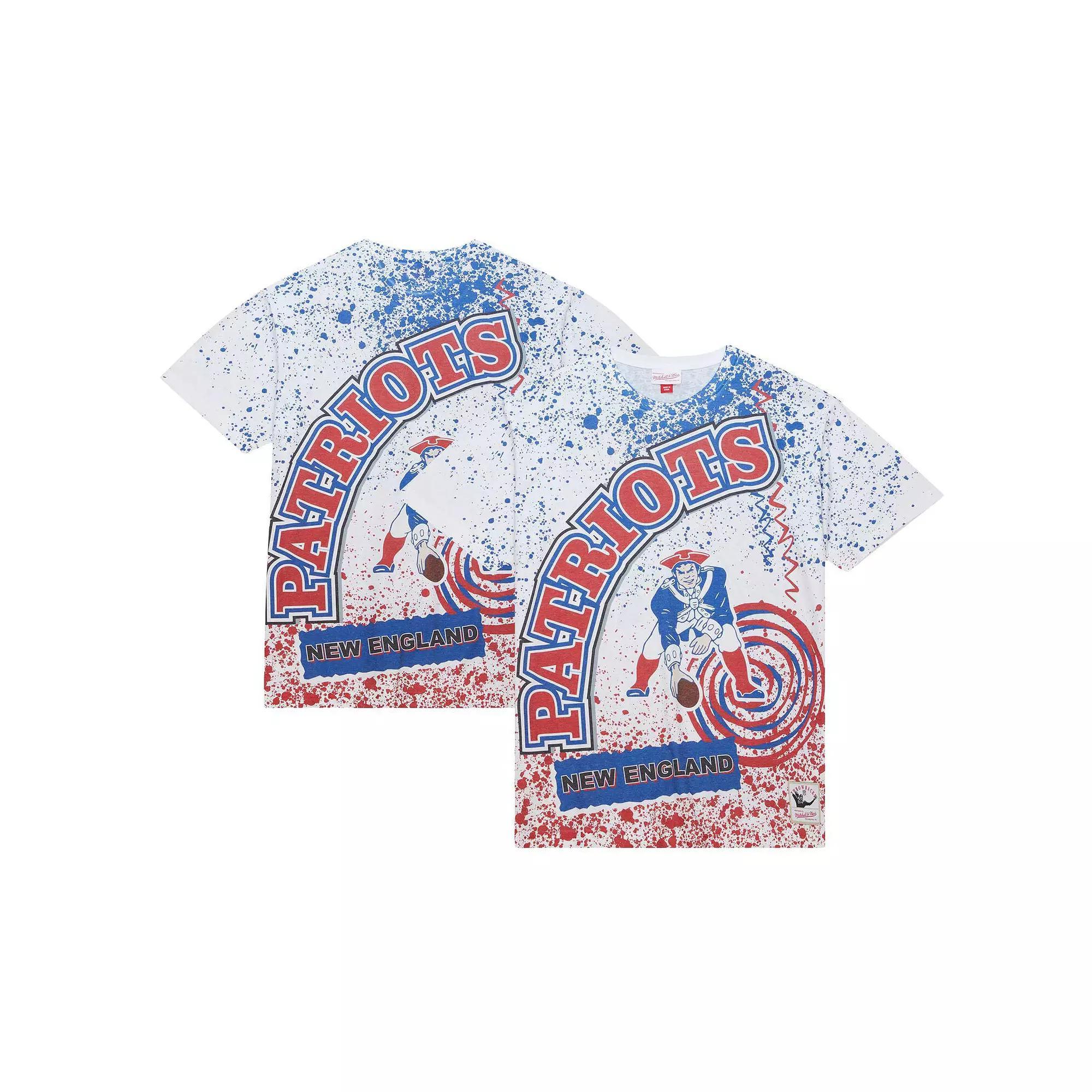 Men's Mitchell & Ness White New England Patriots Team Burst Sublimated T-Shirt, Size: XL Product Image