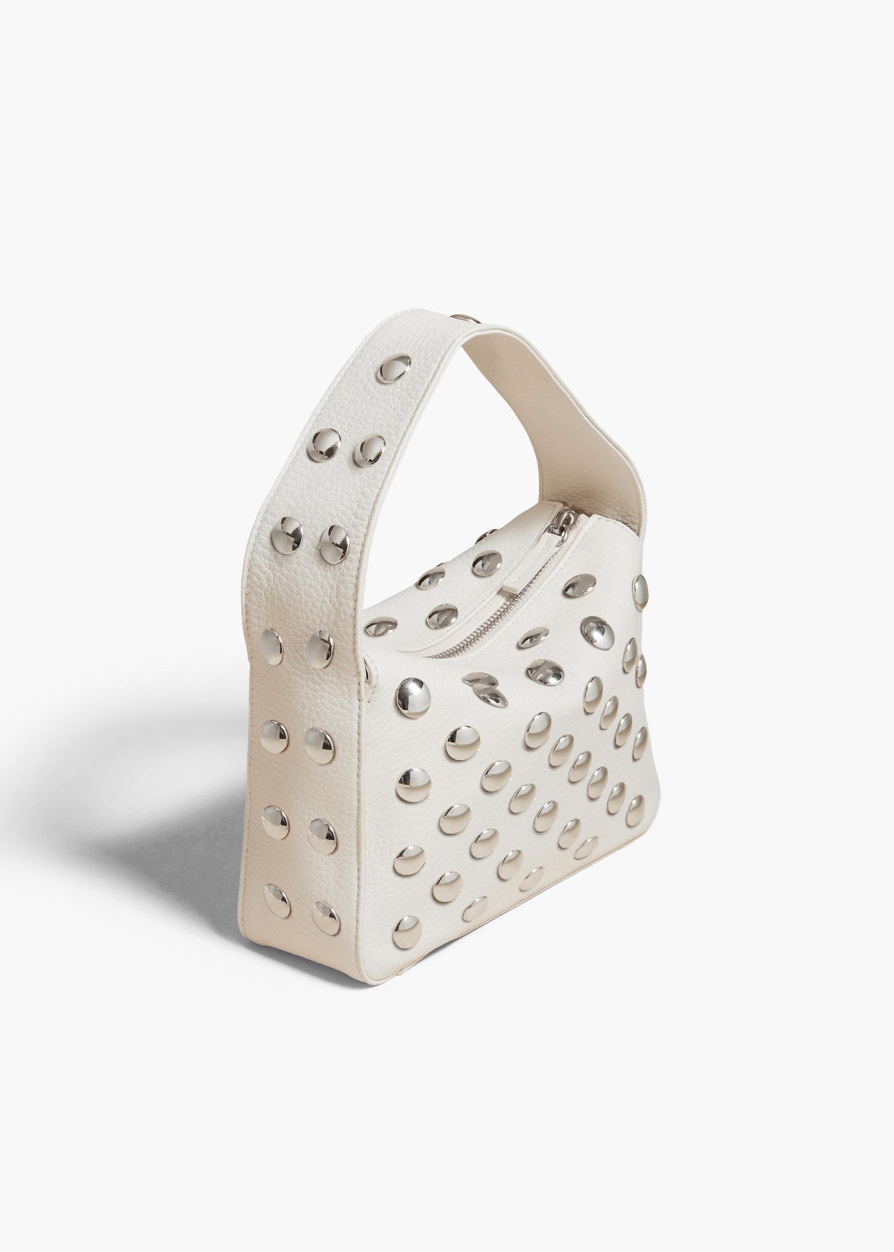 Small Elena Bag in Off-White Leather with Studs Product Image