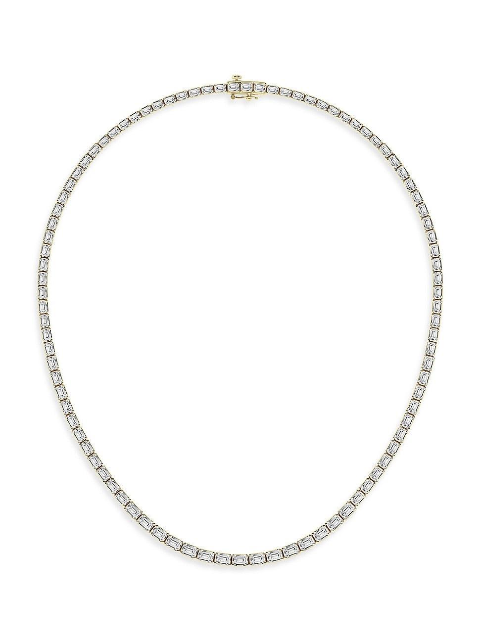 Womens 14K Yellow Gold & Emerald Cut Lab-Grown Diamond Tennis Necklace/10.00-22.00 TCW Product Image