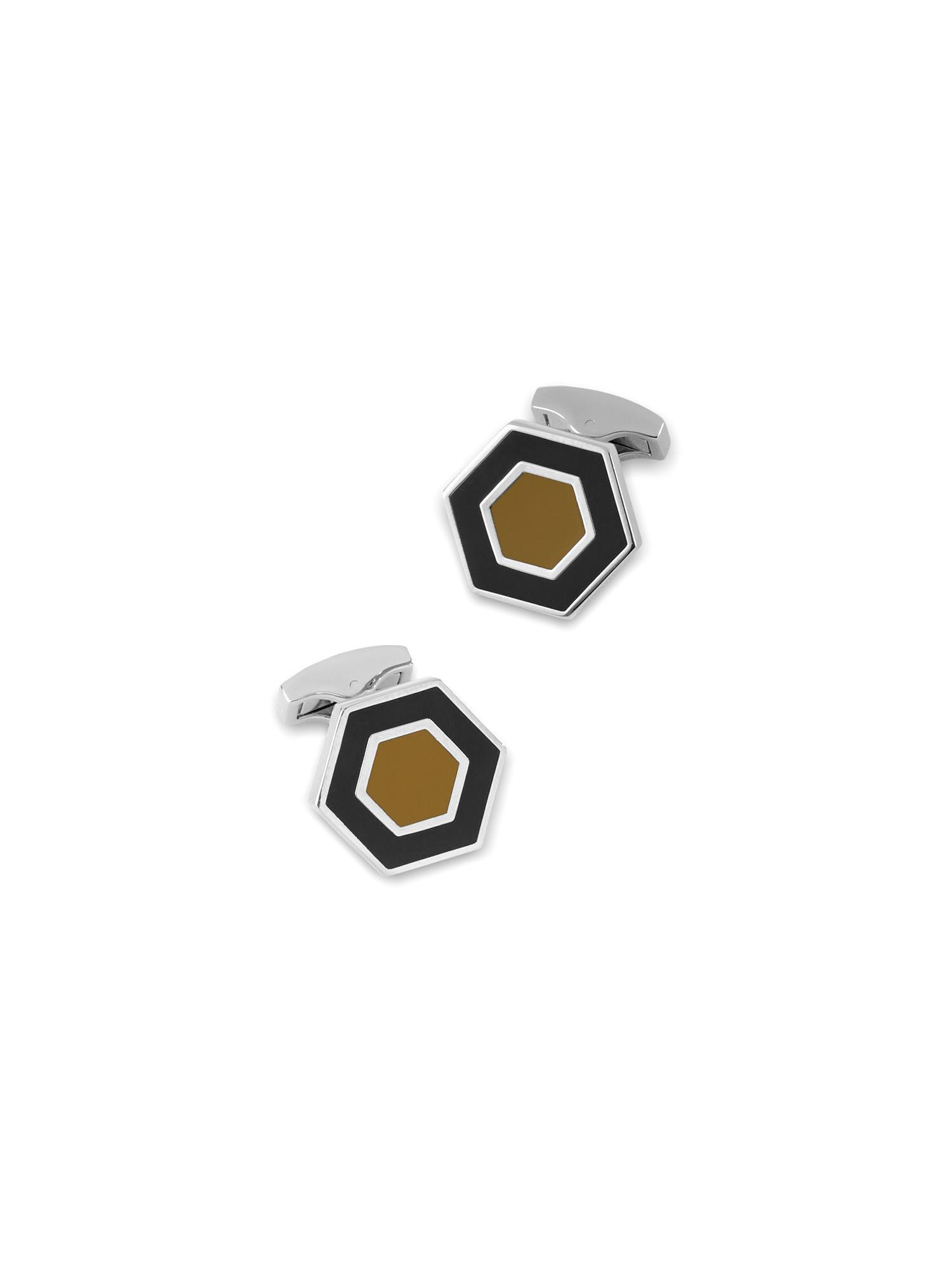 Enamel Hexagon Cufflinks - Black/tan Product Image
