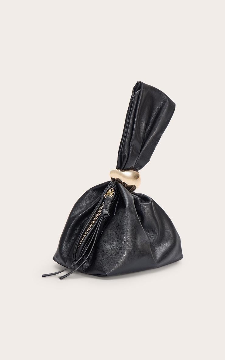 Premium Black Soft Pu Gold Handle Hand Bag Product Image