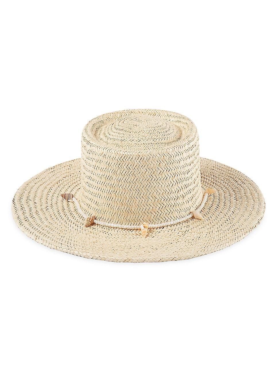 Womens Seashells Straw Boater Hat Product Image