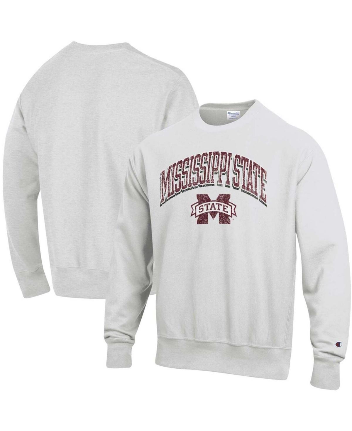 Men's Champion Gray Mississippi State Bulldogs Arch Over Logo Reverse Weave Pullover Sweatshirt, Size: 2XL, Mst Grey Product Image