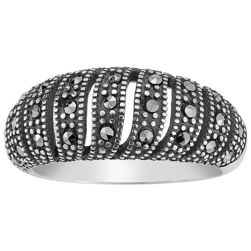 Sunkissed Sterling Sterling Silver Oxidized Cubic Zirconia Wave Dome Ring, Women's, Size: 9, Silver Tone Product Image