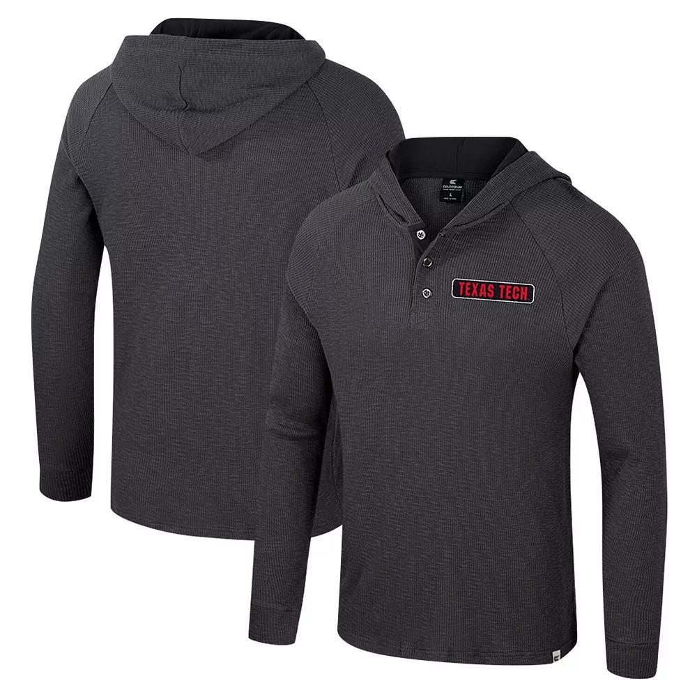 Men's Colosseum  Charcoal Texas Tech Red Raiders Dujour Ralgan Long Sleeve Henley Hoodie T-Shirt, Size: XL Product Image