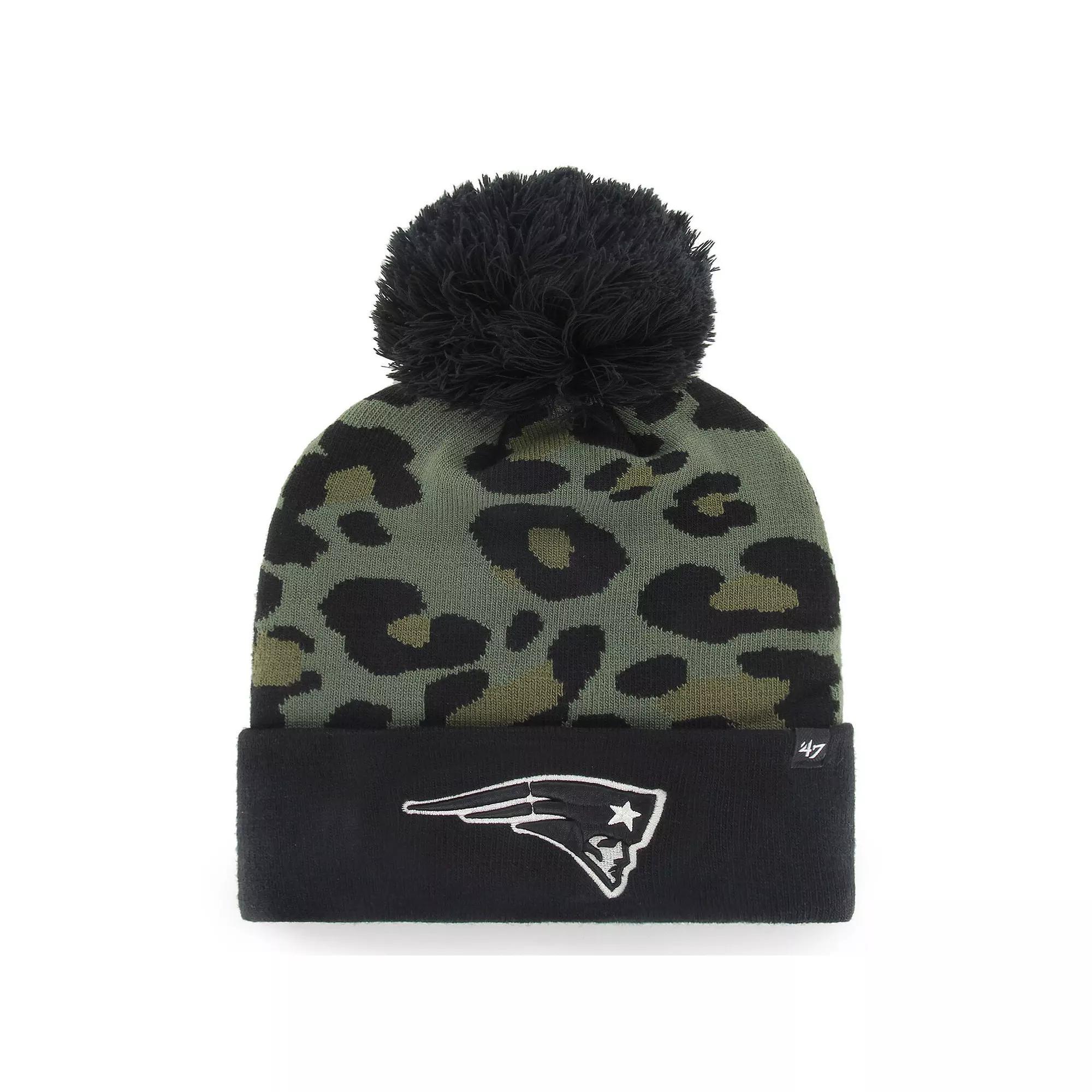 Womens 47 /Black New England Patriots Bagheera Cuffed Knit Hat with Pom Product Image
