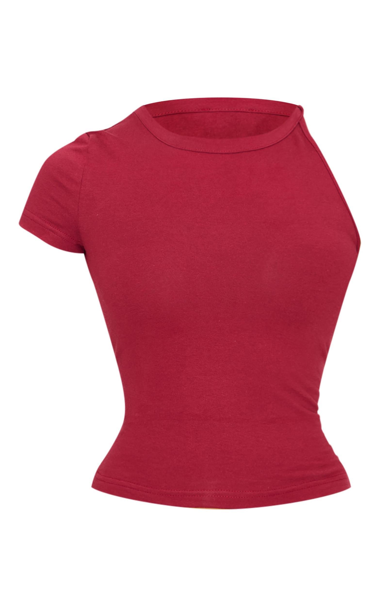  Burgundy One Sleeve Twist Detail Long Top Product Image