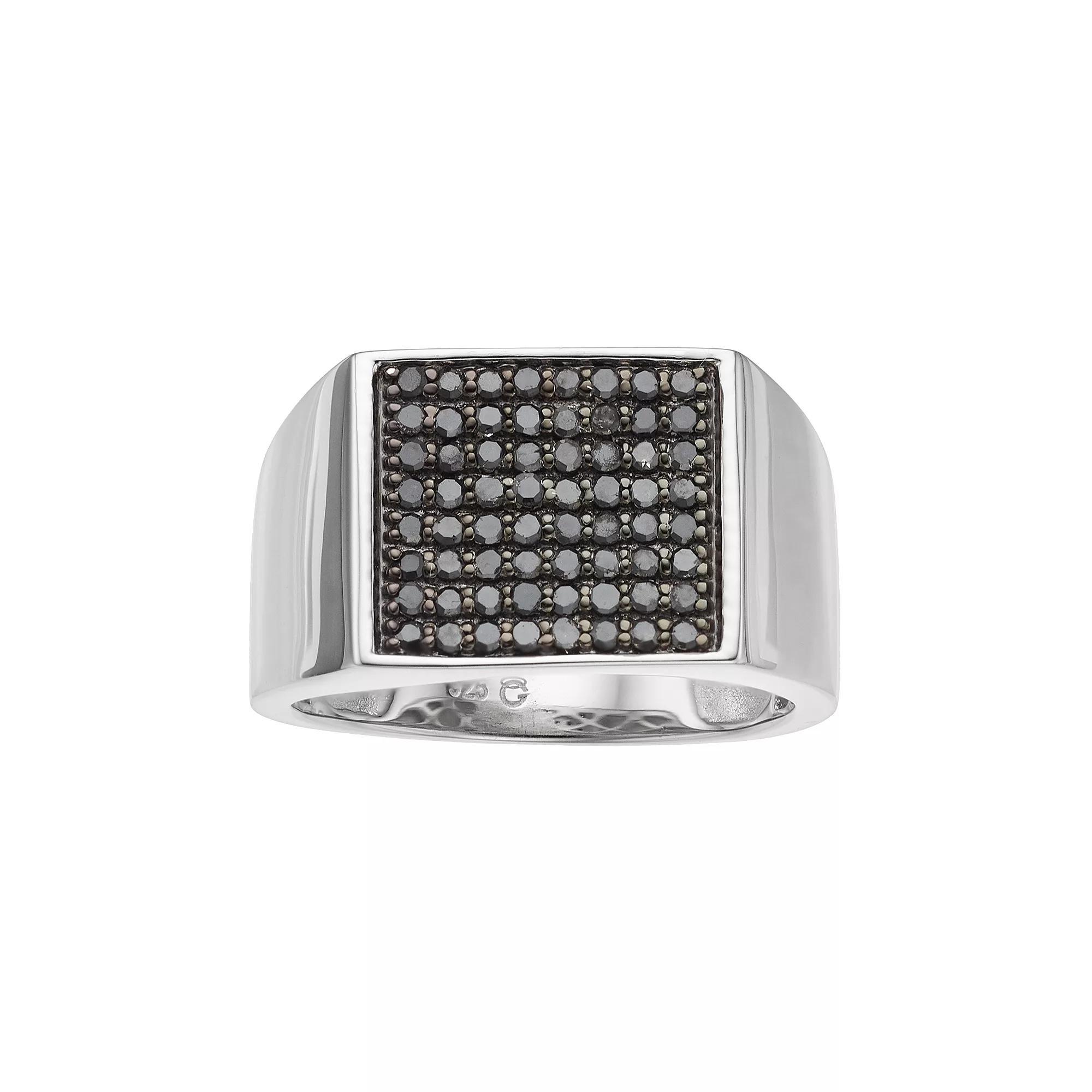 Men's Sterling Silver 3/4 Carat T.W. Black Diamond Ring, Size: 10 Product Image