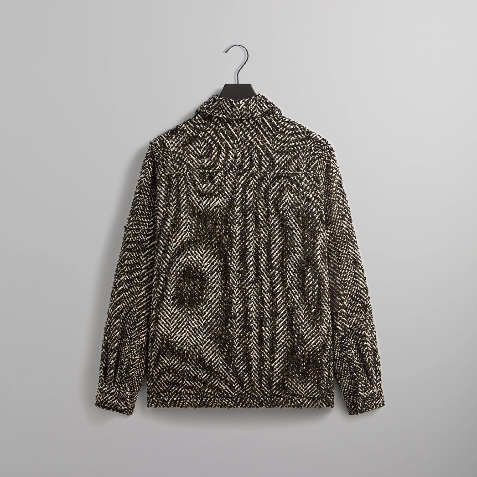 Kith Oversized Herringbone Boxy Collared Overshirt - Black Male Product Image