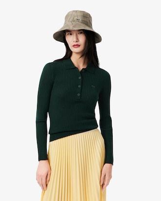 Wool Jersey Polo Collar Sweater Product Image