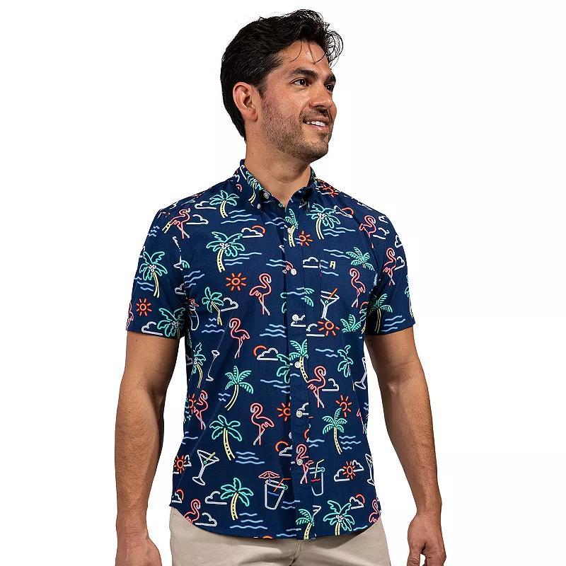 Men's Chubbies Short Sleeve Button Down Shirt, Size: Large, Blue Neon Product Image
