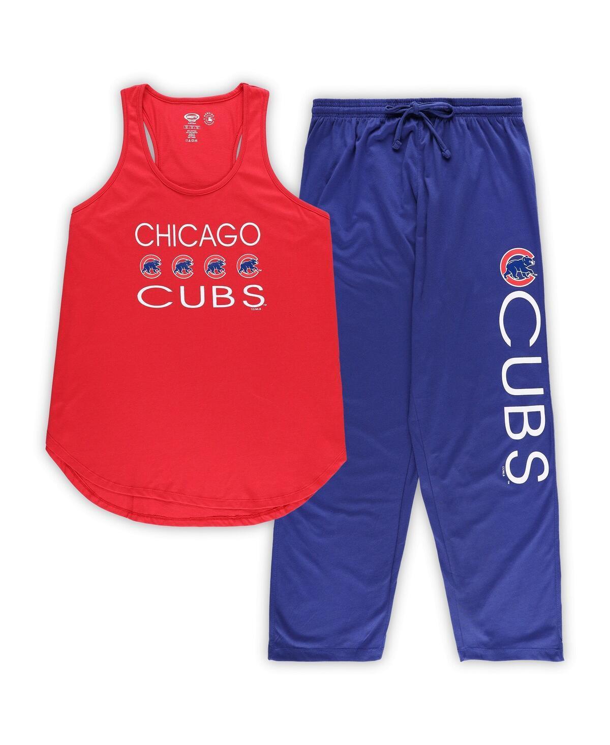 Women's Concepts Sport Red/Royal Chicago Cubs Plus Size Meter Tank Top & Pants Sleep Set, Size: 2XL Product Image