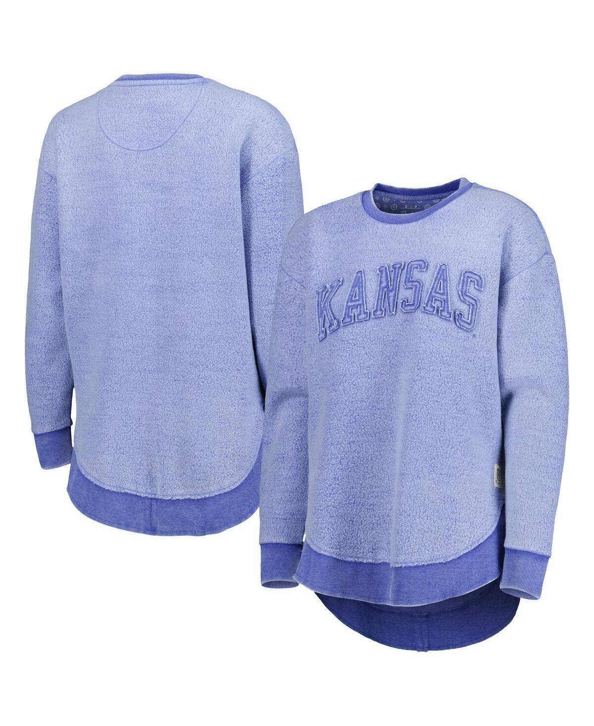 Women's Pressbox Royal Kansas Jayhawks Ponchoville Pullover Sweatshirt, Size: Large, Blue Product Image