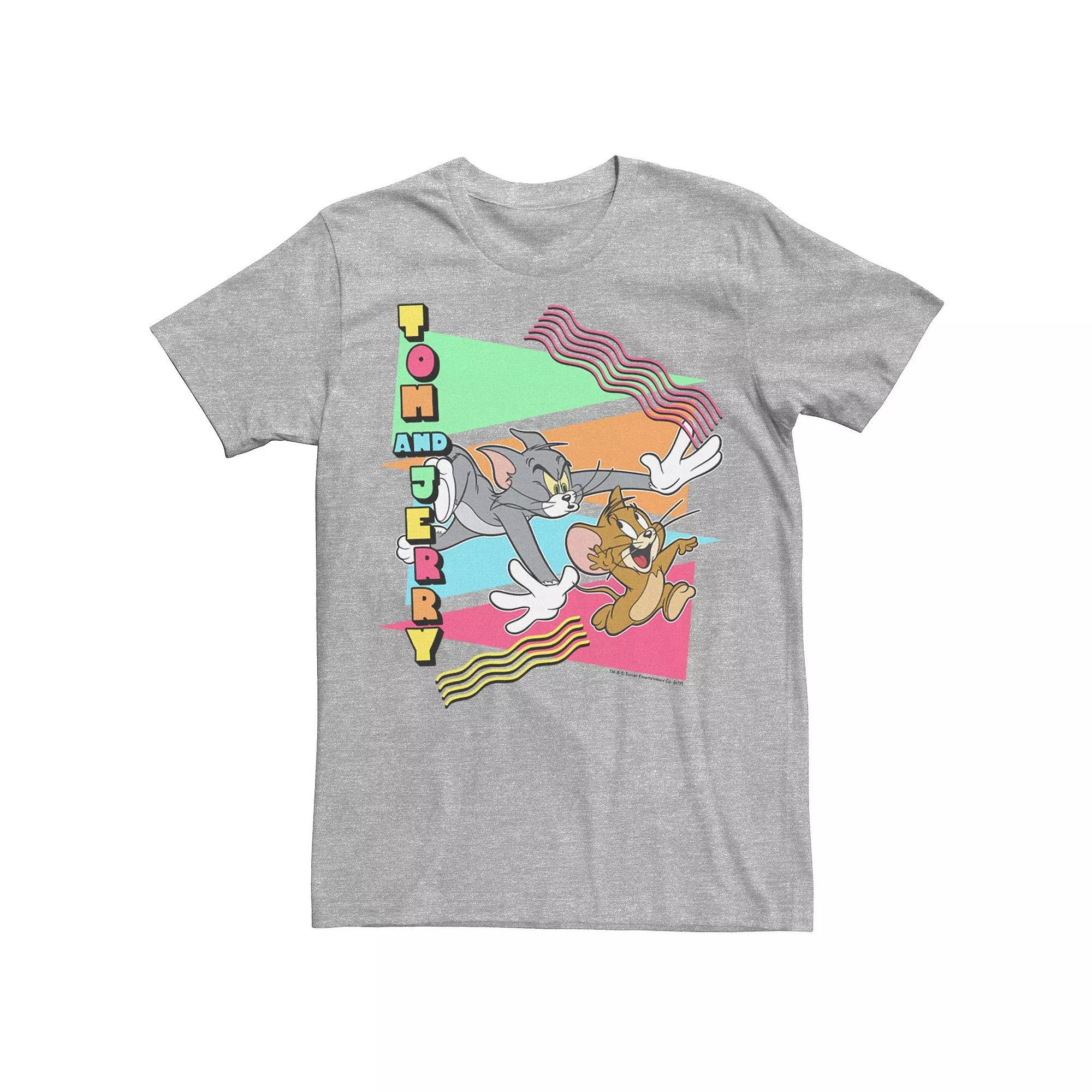 Men's Tom and Jerry 90's Stylized Graphic Tee, Size: XXL, Athletic Grey Product Image