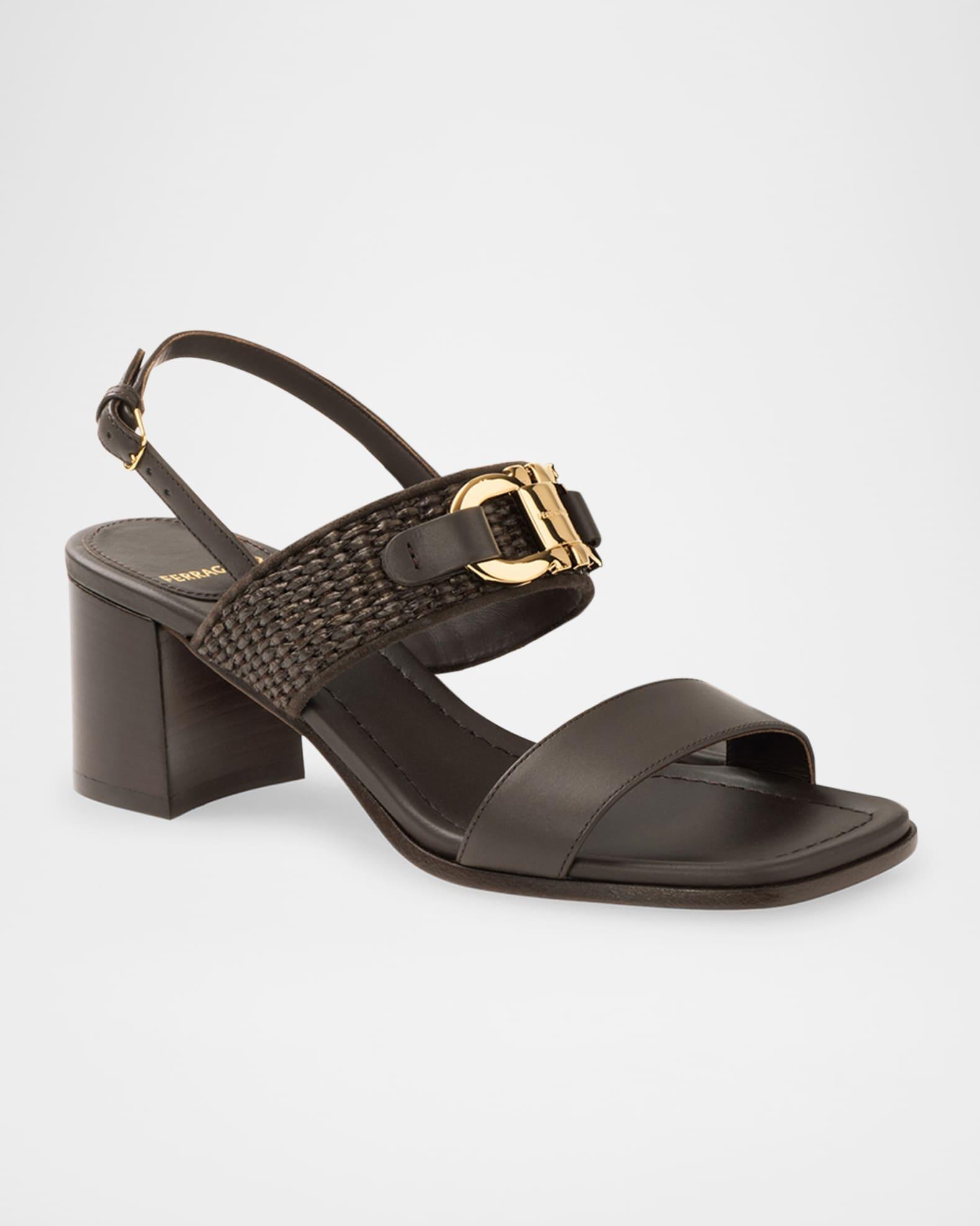 Lou Gancini Bit Raffia Leather Sandals Product Image