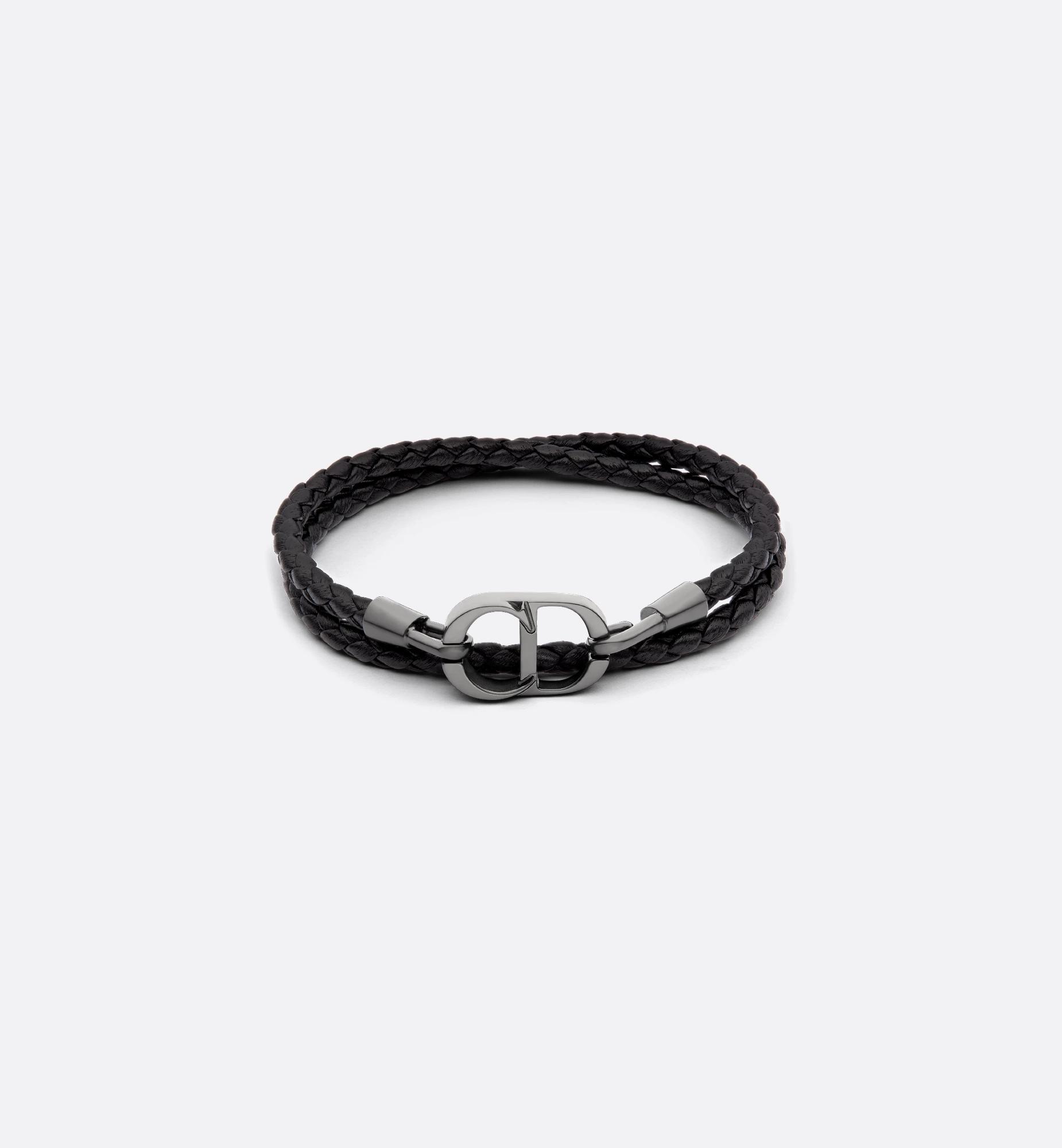 CD Icon Braided Leather Double Bracelet Product Image